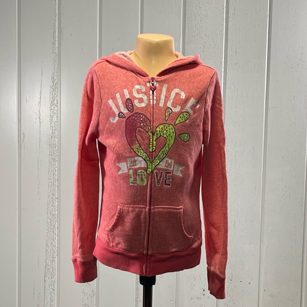 *Justice Girl's Zip Up Hoodie Sweater  Sz 12